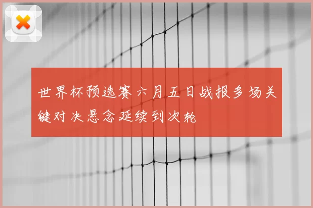世界杯预选赛六月五日战报多场关键对决悬念延续到次轮